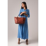 LEABAGS Leren Schoudertas Dames - Roodbruin Vintage - 40cm - Nu 34% Korting!