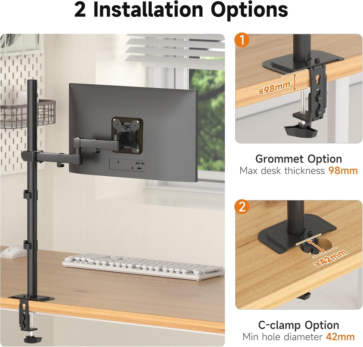 Monitorarm Zwart 33% Korting | Tot 32" | 80cm Hoog | Flexibel