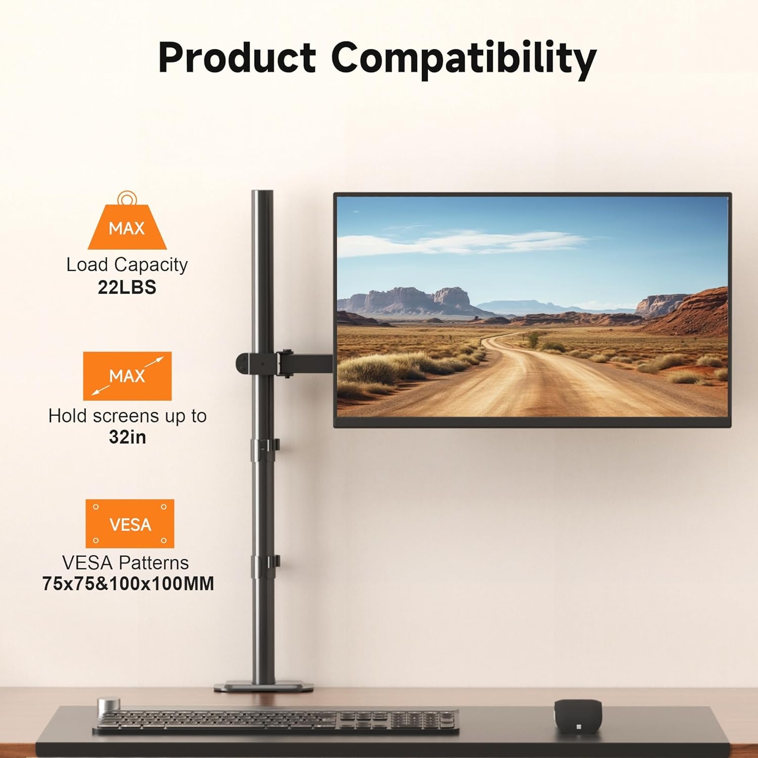 Monitorarm Zwart 33% Korting | Tot 32" | 80cm Hoog | Flexibel