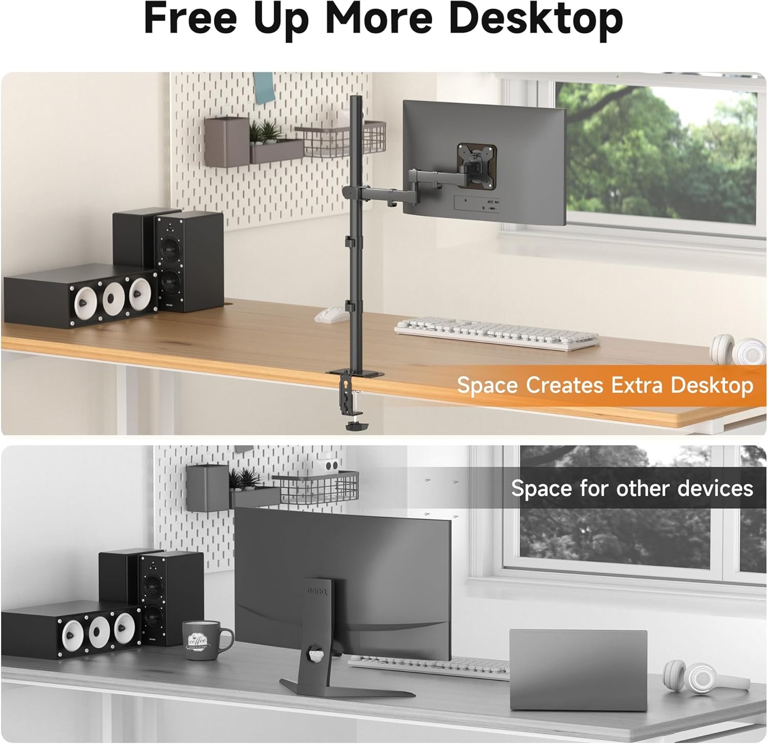Monitorarm Zwart 33% Korting | Tot 32" | 80cm Hoog | Flexibel