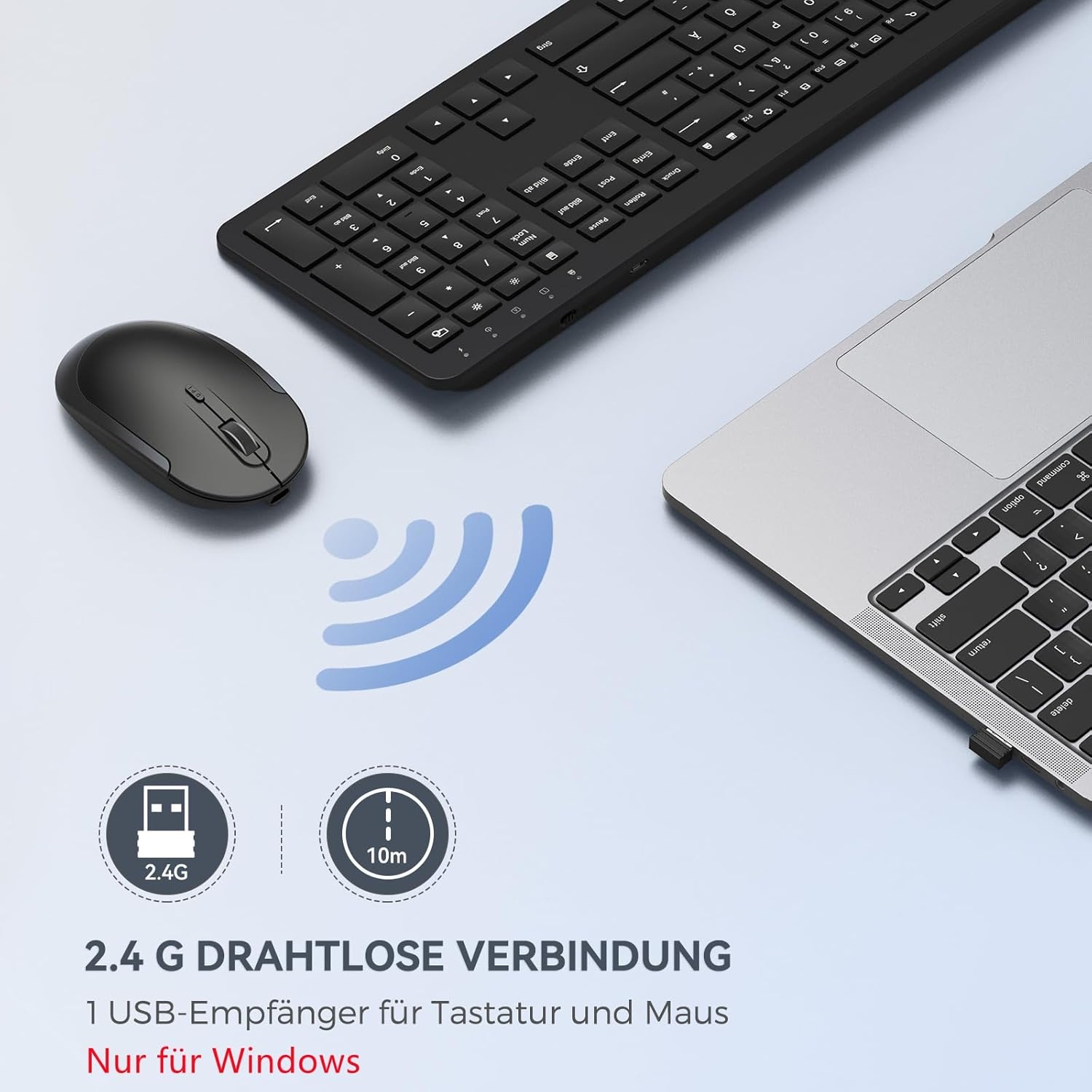 Seenda Ergonomisch Draadloos Toetsenbord & Muis Set (Zwart, QWERTZ) - 29% Korting!