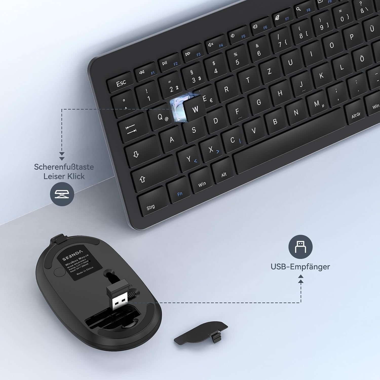 Seenda Ergonomisch Draadloos Toetsenbord & Muis Set (Zwart, QWERTZ) - 29% Korting!