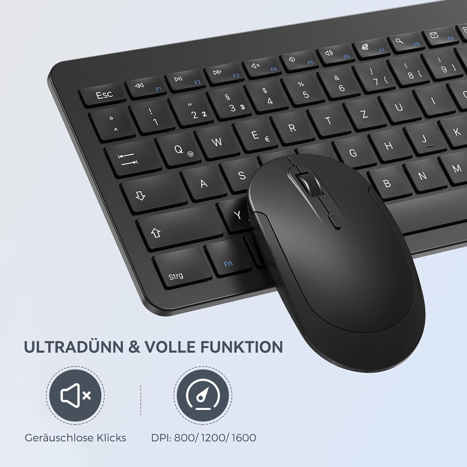 Seenda Ergonomisch Draadloos Toetsenbord & Muis Set (Zwart, QWERTZ) - 29% Korting!