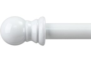 Uitschuifbare Gordijnroede Wit 76-110 cm | RVS | Bolle Eindstukken
