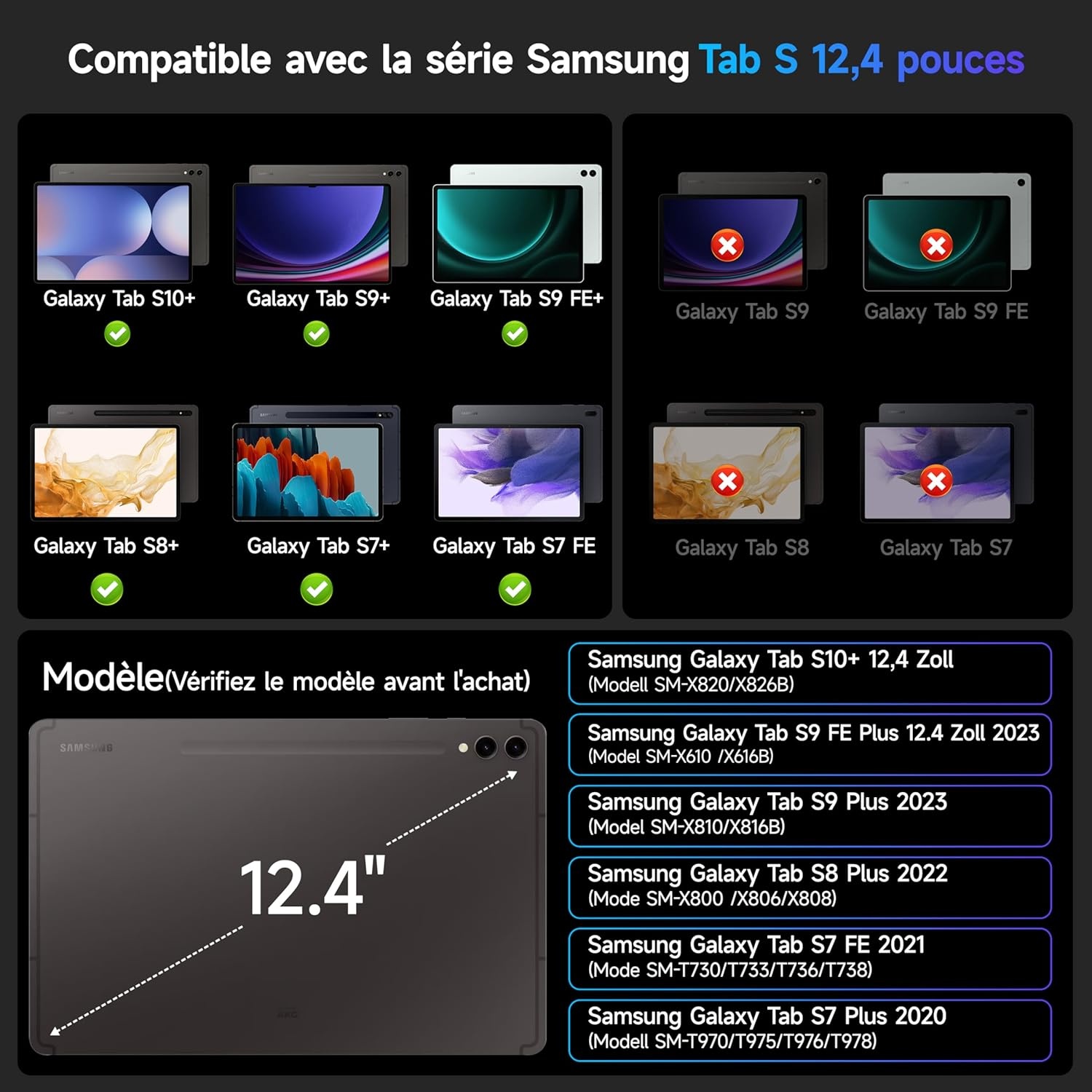HOU Toetsenbordhoes met Trackpad AZERTY - Samsung Tab 12.4" (27% korting)