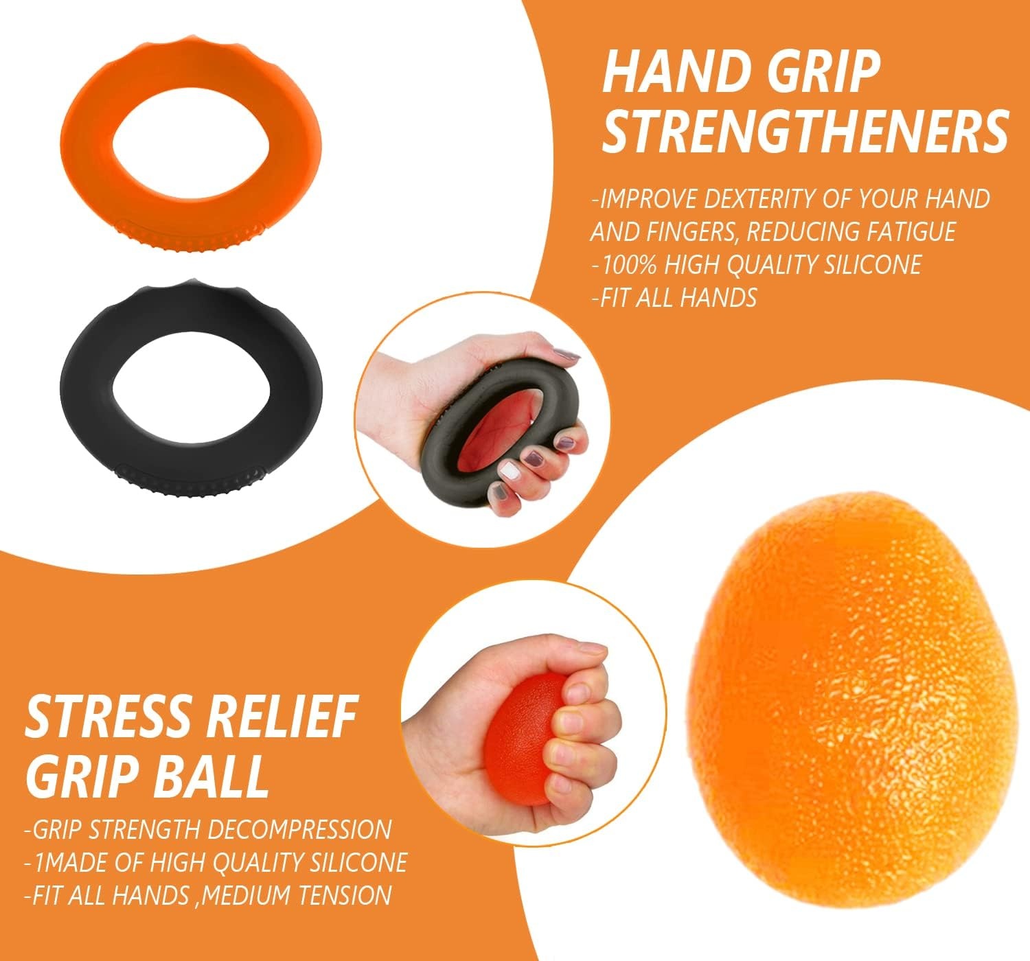 EASJOY Hand Grip Trainer Set met Vingerversterker en Polsbal – 9 Delig