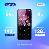 AGPTEK 64GB MP3-speler met Bluetooth, speaker en 2.4 inch display - Zwart