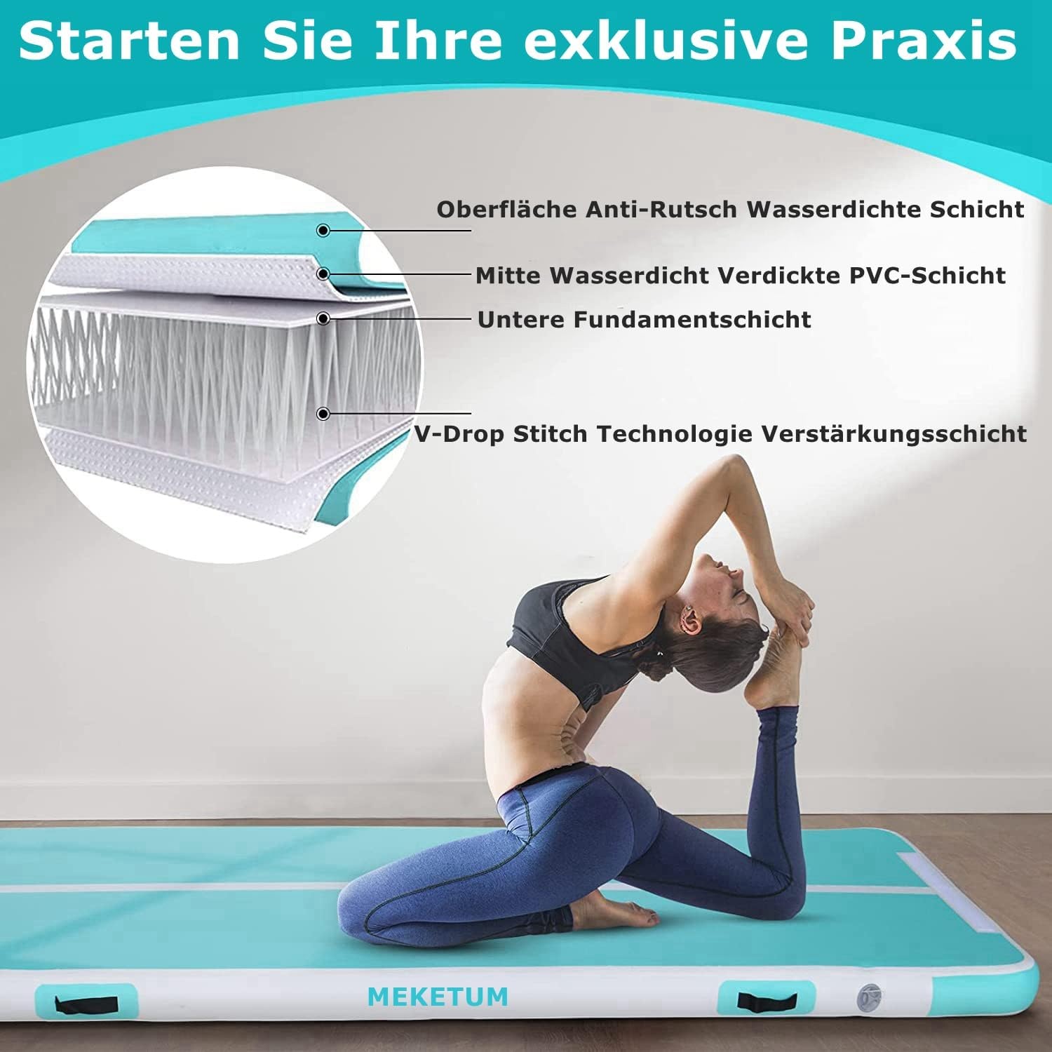 Opblaasbare Gymnastiekmat Air Turn Track - Groen (3m) - 30% Korting!