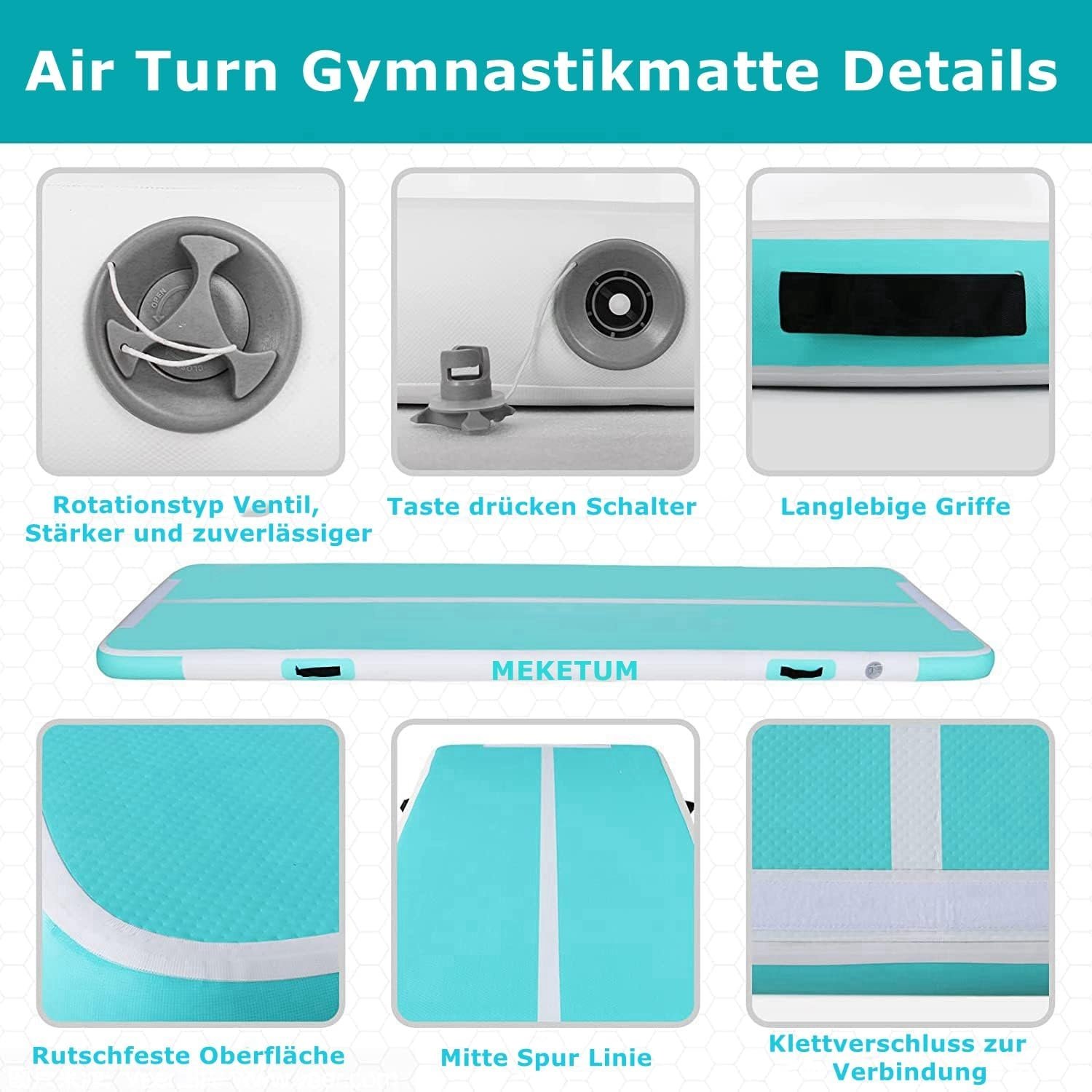 Opblaasbare Gymnastiekmat Air Turn Track - Groen (3m) - 30% Korting!