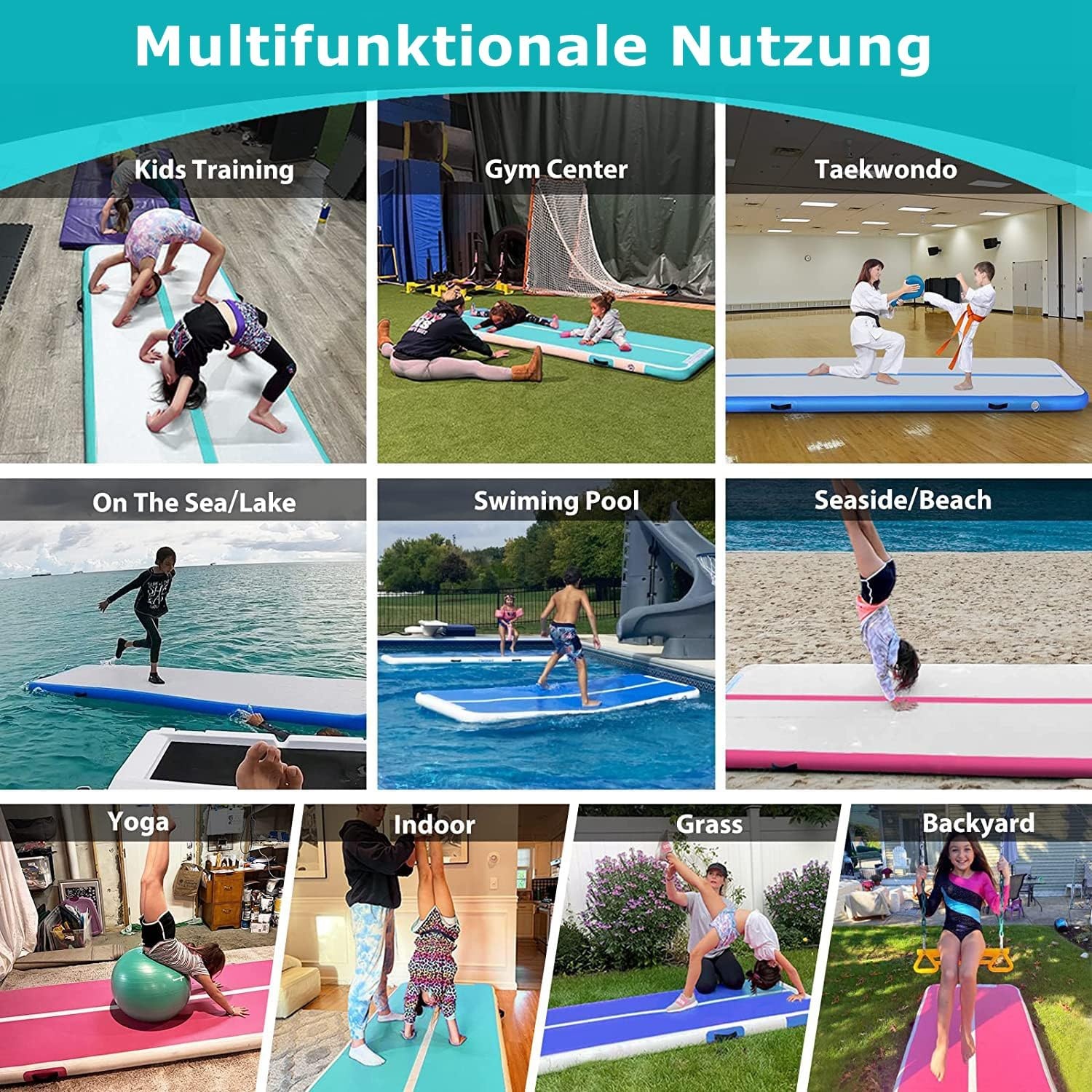 Opblaasbare Gymnastiekmat Air Turn Track - Groen (3m) - 30% Korting!