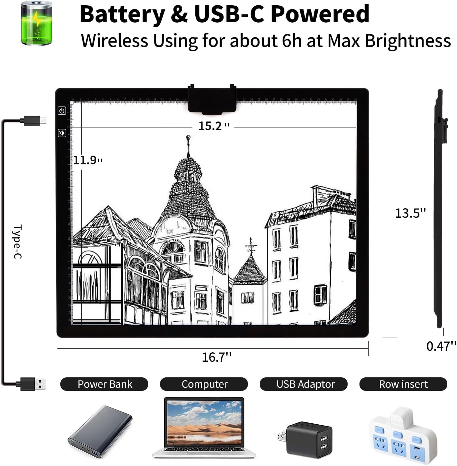 Oplaadbare LED Tekenplank A3 - Draadloos & Verstelbaar (33% Korting!)