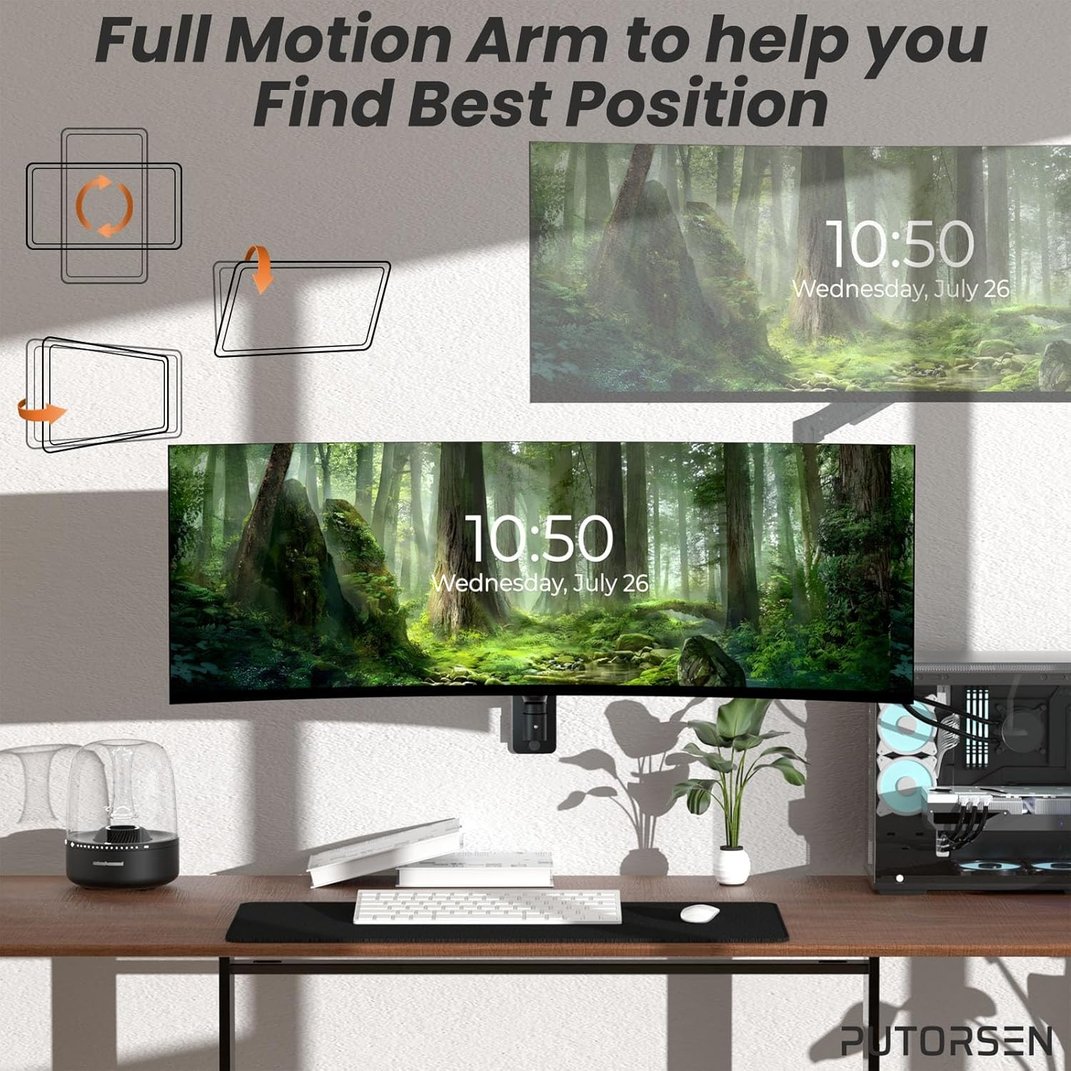 PUTORSEN Monitor Arm Wandmontage - Zwart - 29% Korting