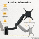 PUTORSEN Monitor Arm Wandmontage - Zwart - 29% Korting
