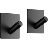 Zelfklevende Handdoekhaken (2x) - RVS Geborsteld Zwart - 24% Korting!