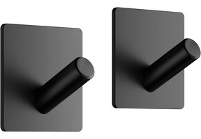 Zelfklevende Handdoekhaken (2x) - RVS Geborsteld Zwart - 24% Korting!
