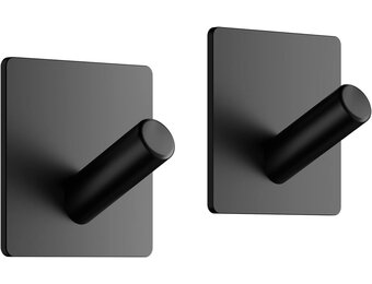 Zelfklevende Handdoekhaken (2x) - RVS Geborsteld Zwart - 24% Korting!