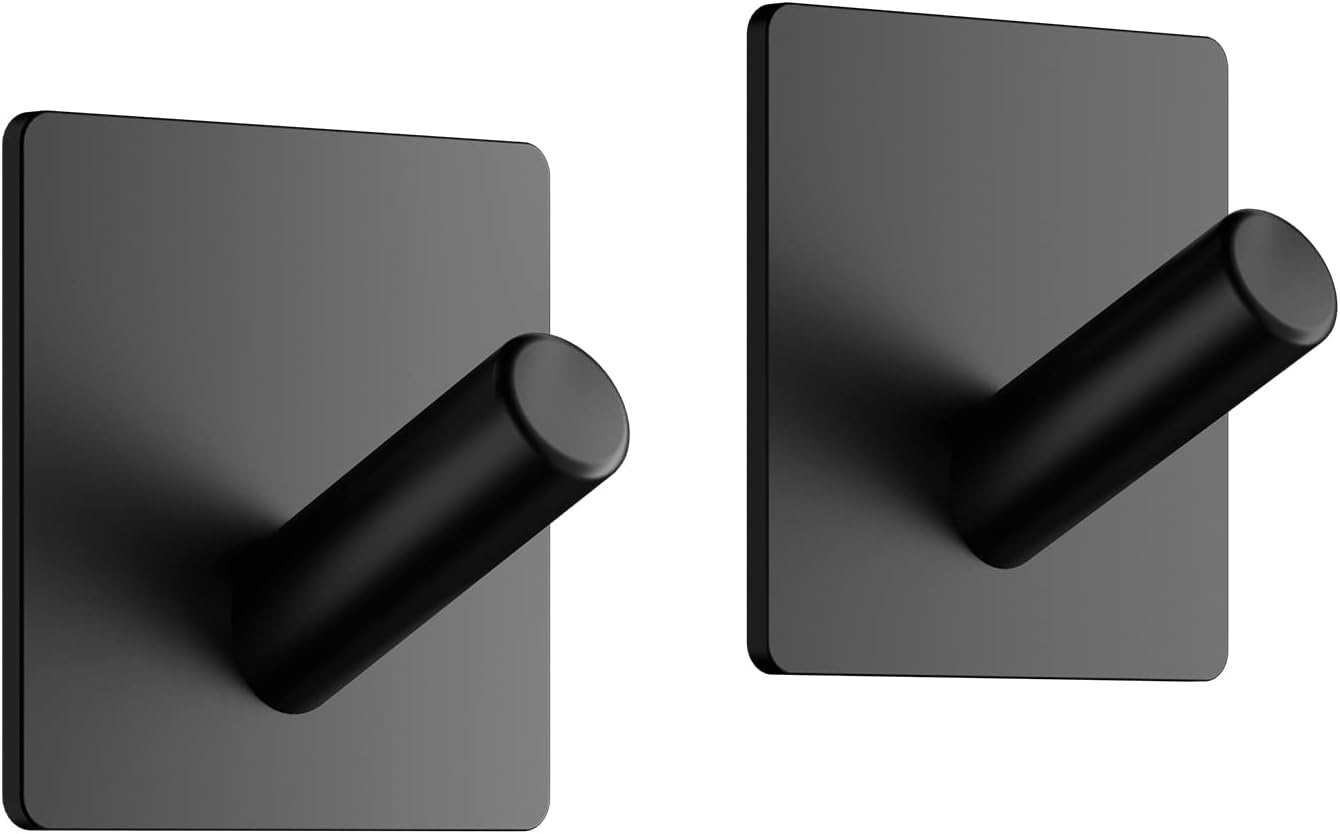 Zelfklevende Handdoekhaken (2x) - RVS Geborsteld Zwart - 24% Korting!