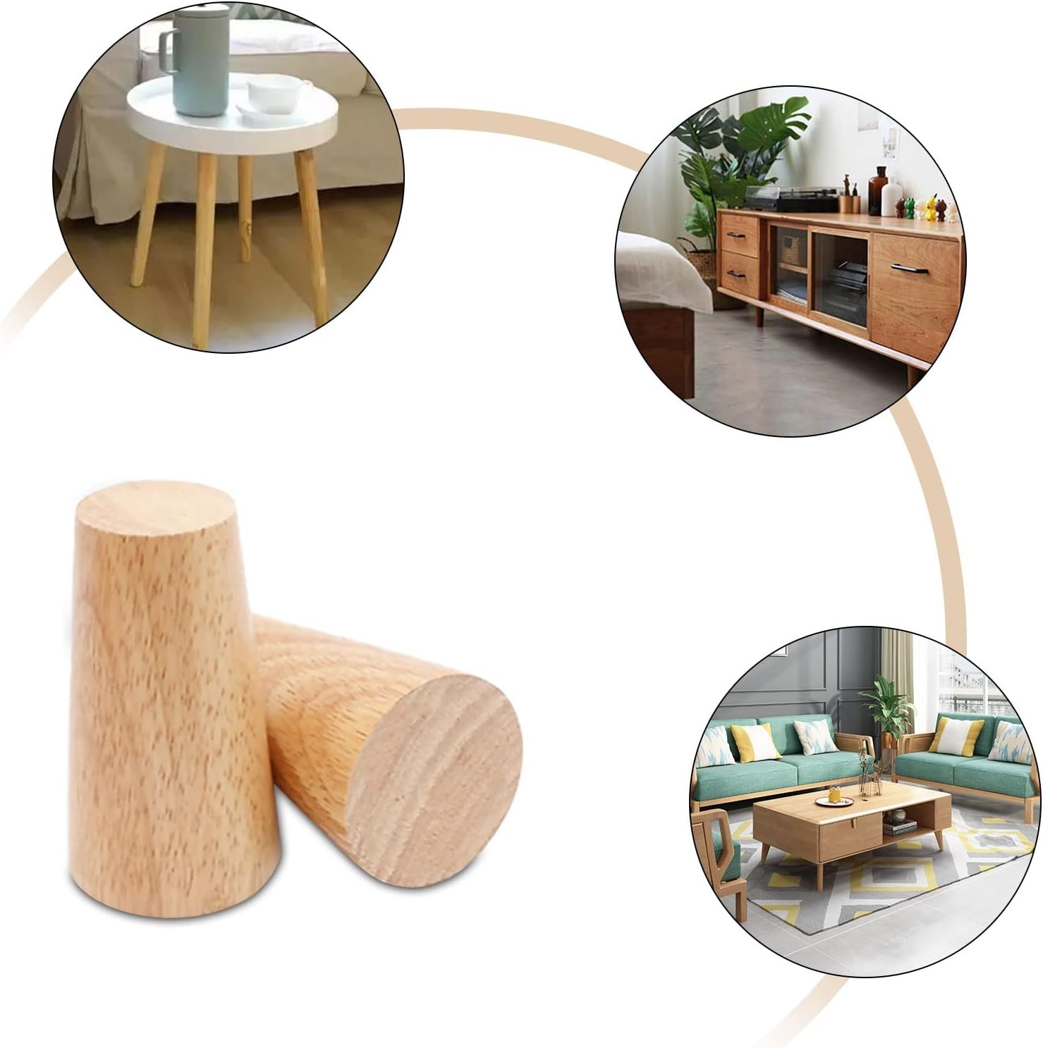 Eikenhouten Meubelpoten (4 stuks) - 10cm Hoog - 50% Korting!