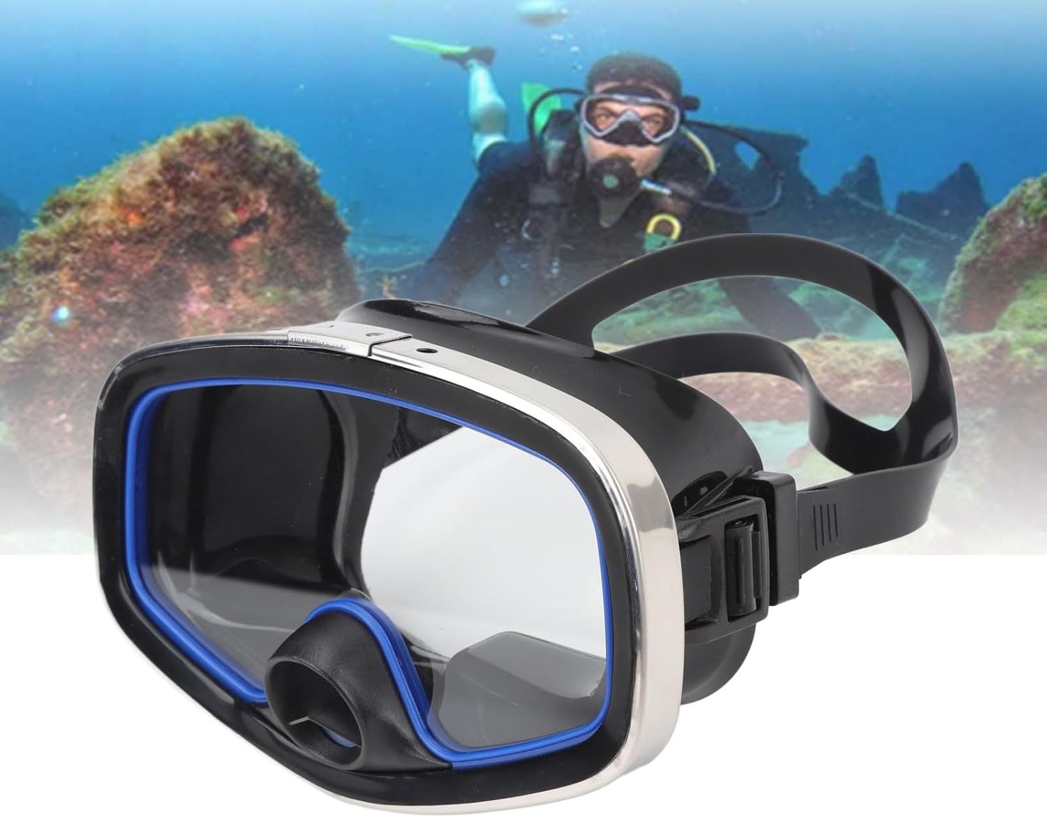 Duikmasker Anti-condens met Neusventiel & Gehard Glas | 33% Korting