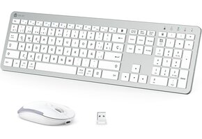Draadloos Toetsenbord & Muis GK08: Oplaadbaar Ergonomisch Wit