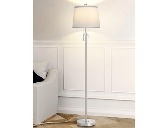 Staande lamp zilver, 140-165cm, 3 kleurtemperaturen LED, E27 - 34% Korting!