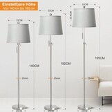 Staande lamp zilver, 140-165cm, 3 kleurtemperaturen LED, E27 - 34% Korting!
