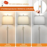 Staande lamp zilver, 140-165cm, 3 kleurtemperaturen LED, E27 - 34% Korting!