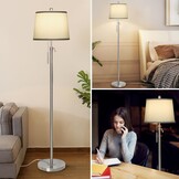 Staande lamp zilver, 140-165cm, 3 kleurtemperaturen LED, E27 - 34% Korting!