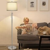 Staande lamp zilver, 140-165cm, 3 kleurtemperaturen LED, E27 - 34% Korting!