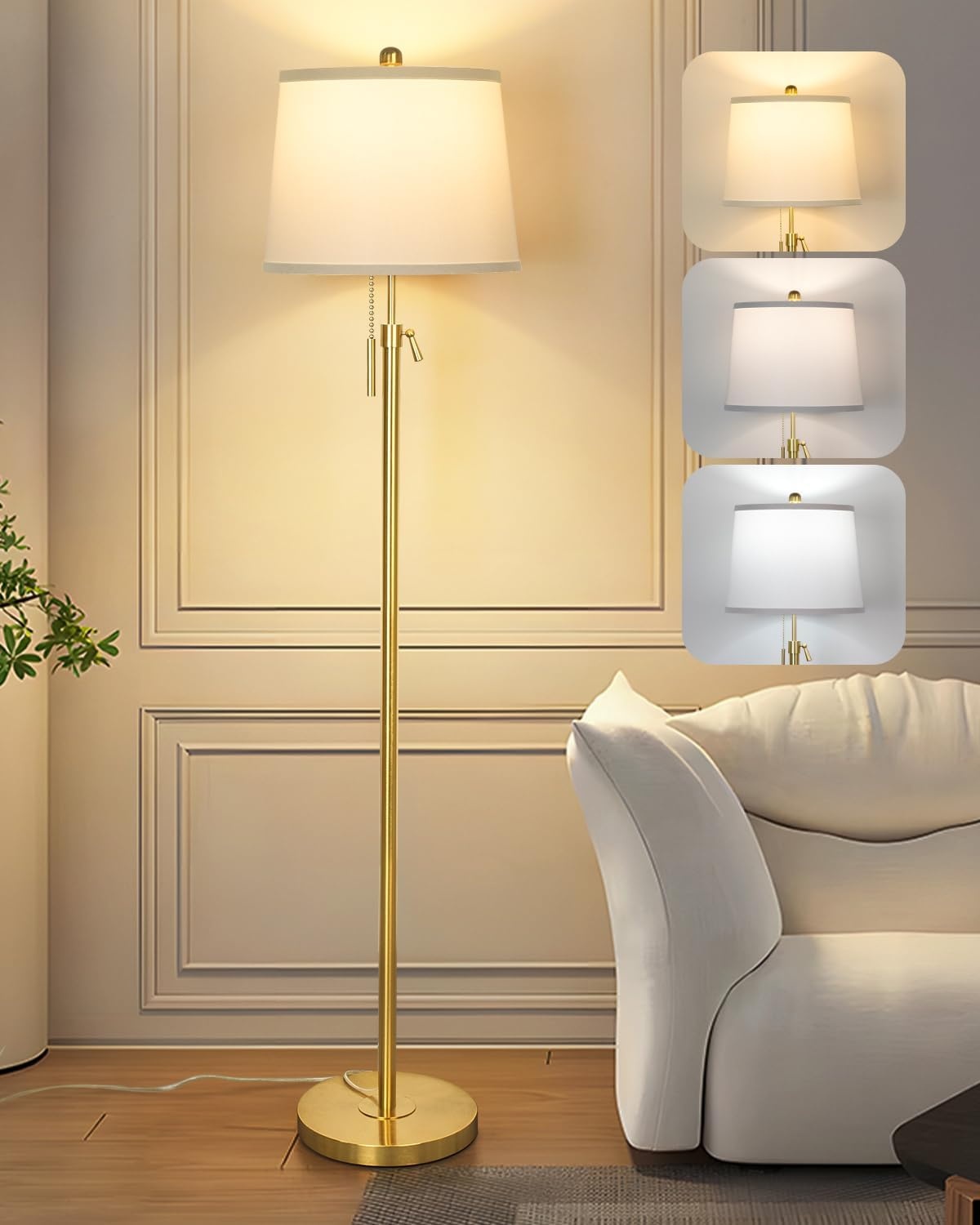 Staande lamp zilver, 140-165cm, 3 kleurtemperaturen LED, E27 - 34% Korting!