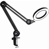 LED vergrootglas met 5 dioptrieën – Bureaulamp met 105mm glazen lens, dimbaar licht (3 kleuren) & tafelklem – Flexibele zwenkarm voor precisiewerk, knutselen & lezen