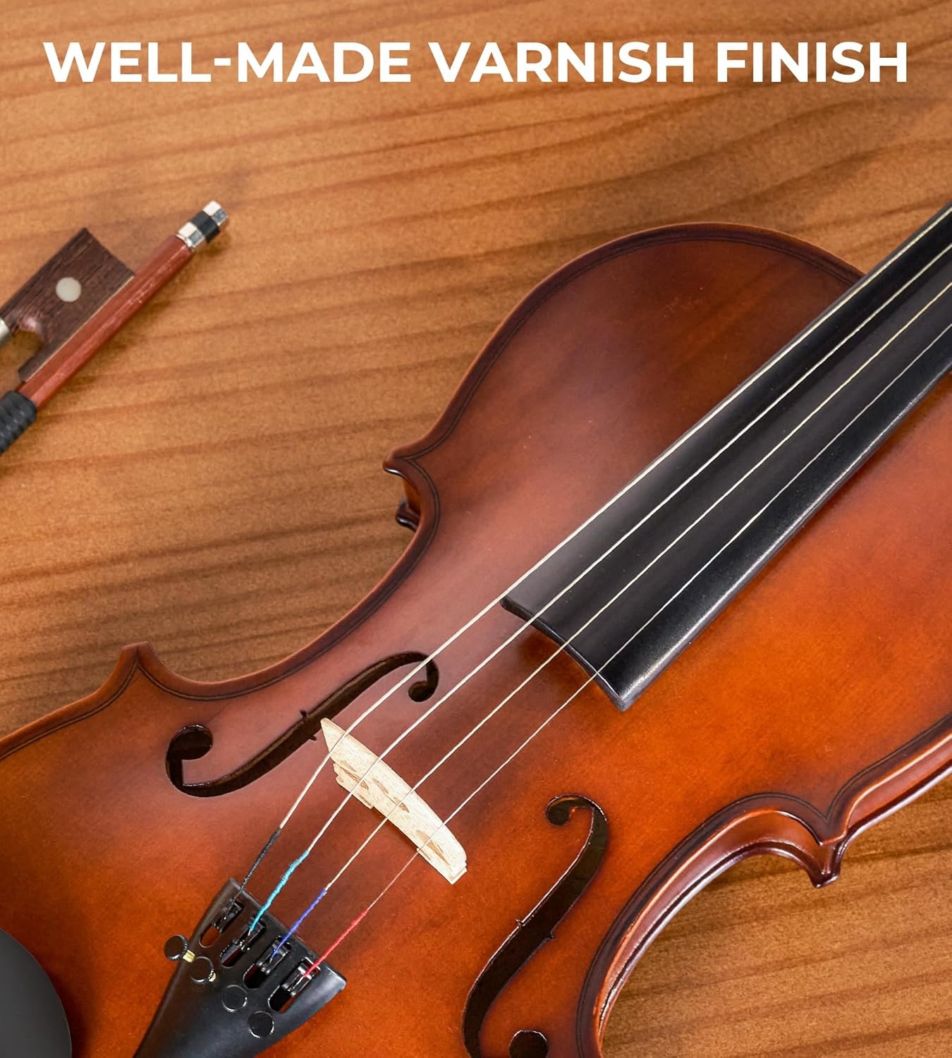 Vangoa 4/4 full size akoestische viool vioolset voor volwassen beginners studenten met vioolkoffer, strijkstok, hars, schoudersteun, stemapparaat, snaren, handleiding - Maat 4/4