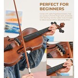 Vangoa 4/4 full size akoestische viool vioolset voor volwassen beginners studenten met vioolkoffer, strijkstok, hars, schoudersteun, stemapparaat, snaren, handleiding - Maat 4/4