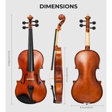 Vangoa 4/4 full size akoestische viool vioolset voor volwassen beginners studenten met vioolkoffer, strijkstok, hars, schoudersteun, stemapparaat, snaren, handleiding - Maat 4/4