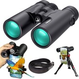 Gosky 10x42 Dak Prisma Verrekijker voor Volwassenen, HD Professionele Verrekijker voor Vogels Kijken Reizen Sterrenkijken Jacht Concerten Sport-BAK4 Prisma FMC-lens - met telefoonbevestiging riem