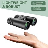 Gosky 10x42 Dak Prisma Verrekijker voor Volwassenen, HD Professionele Verrekijker voor Vogels Kijken Reizen Sterrenkijken Jacht Concerten Sport-BAK4 Prisma FMC-lens - met telefoonbevestiging riem