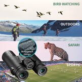 Gosky 10x42 Dak Prisma Verrekijker voor Volwassenen, HD Professionele Verrekijker voor Vogels Kijken Reizen Sterrenkijken Jacht Concerten Sport-BAK4 Prisma FMC-lens - met telefoonbevestiging riem