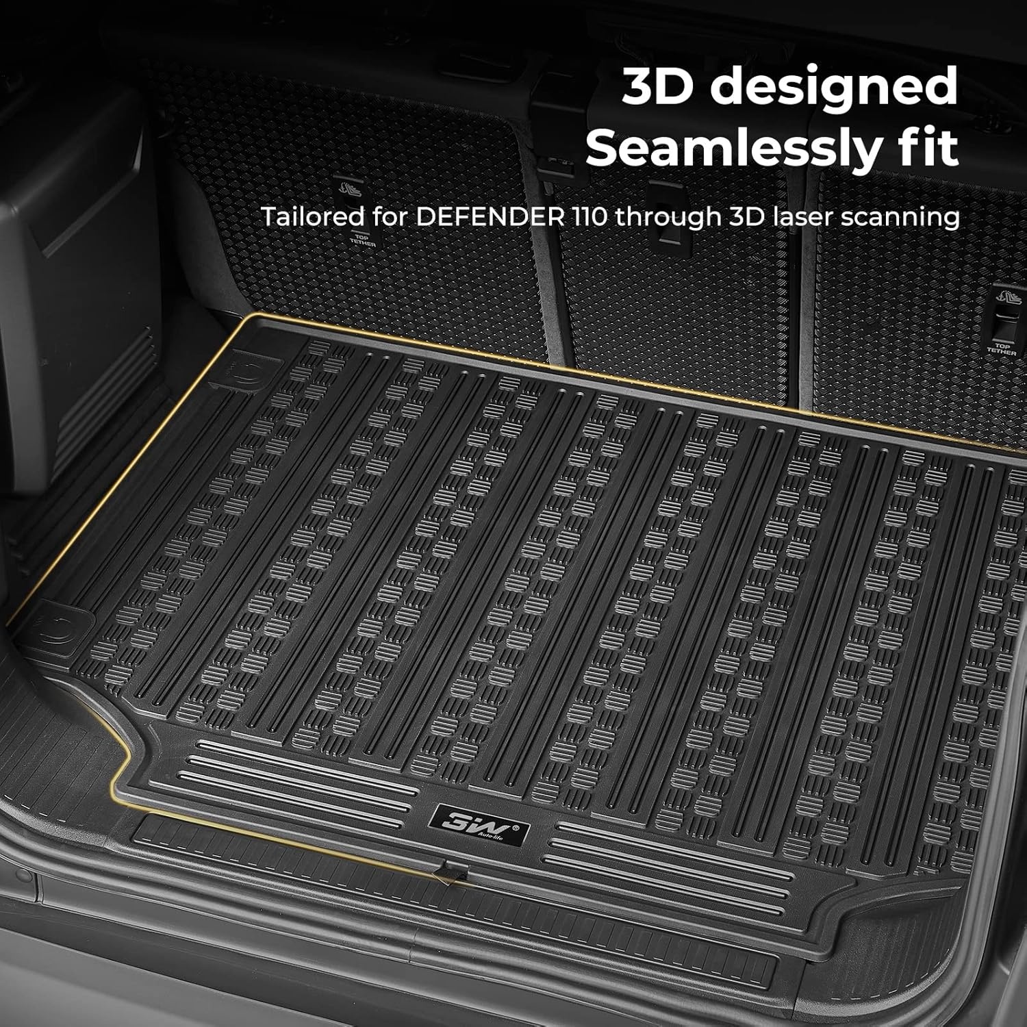 3W Kofferbakmat voor Land Rover Defender 110 (5 Zits) 2020-2026 - Zwart