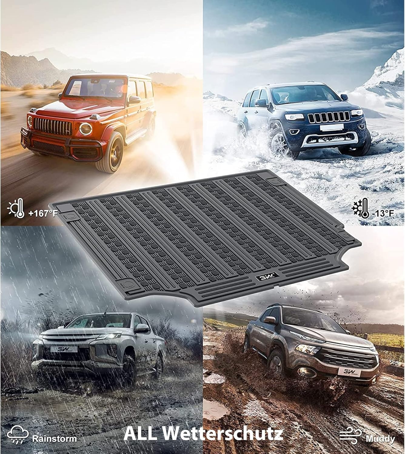 3W Kofferbakmat voor Land Rover Defender 110 (5 Zits) 2020-2026 - Zwart