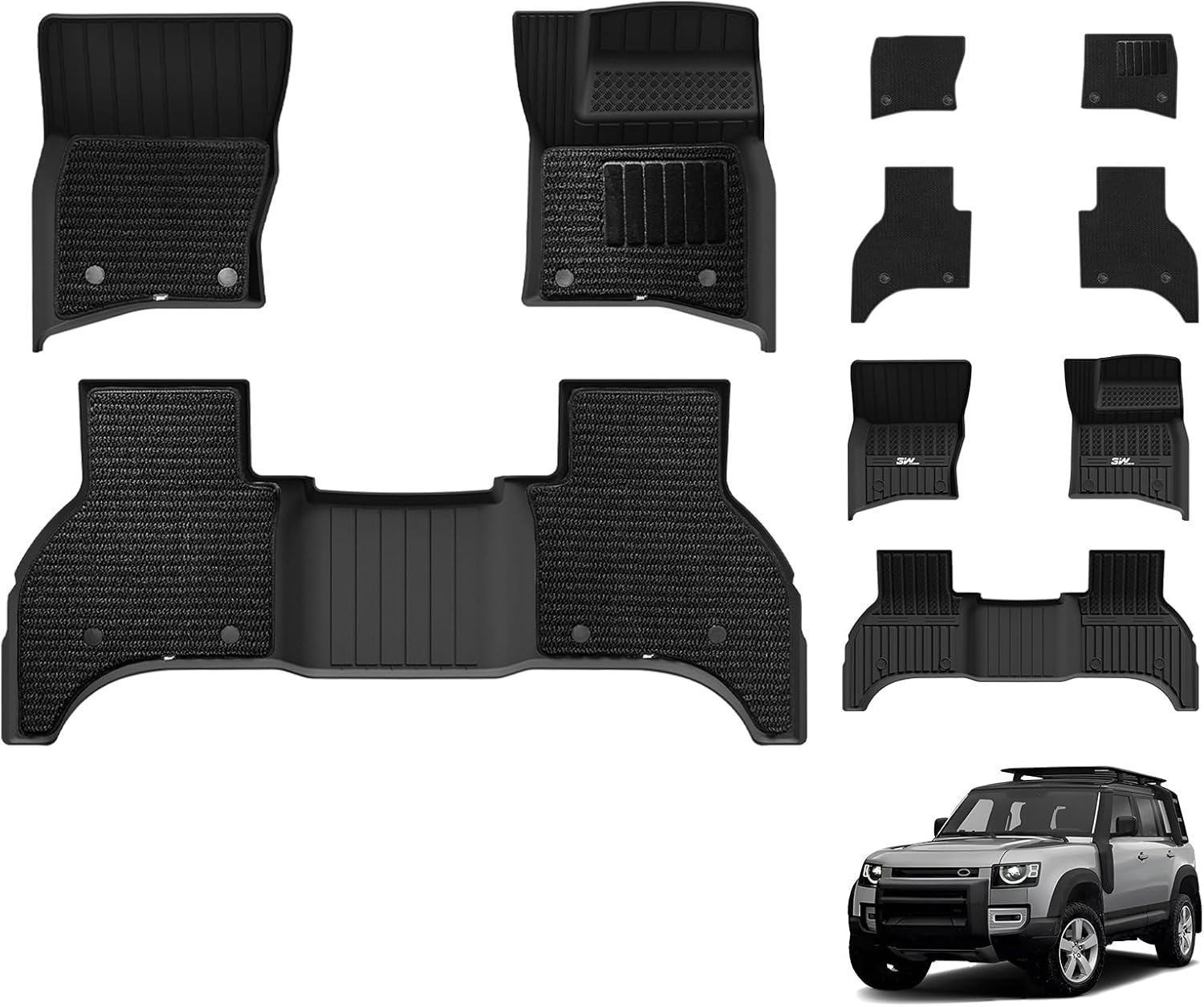 3W Kofferbakmat voor Land Rover Defender 110 (5 Zits) 2020-2026 - Zwart
