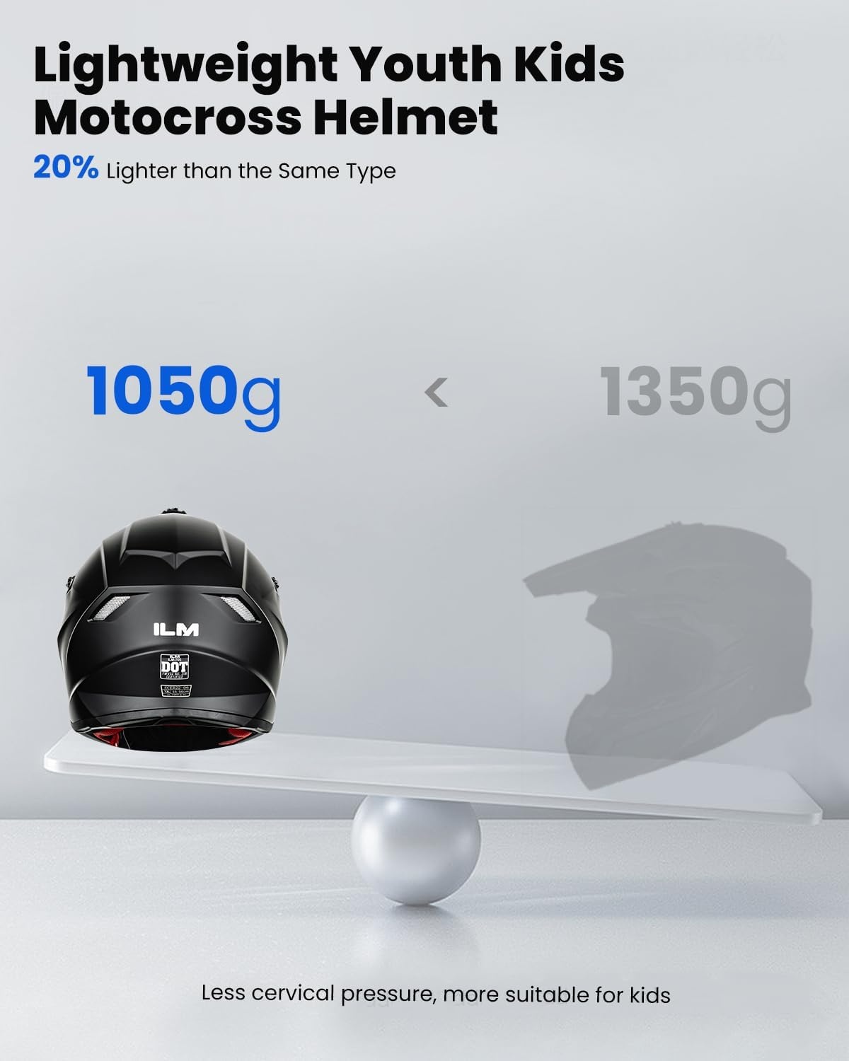 ILM Z705 Jeugd ATV Helm Kinder Crossmotor BMX Off-road Motorhelm Go-kart Helm DOT ECE Mat Zwart S