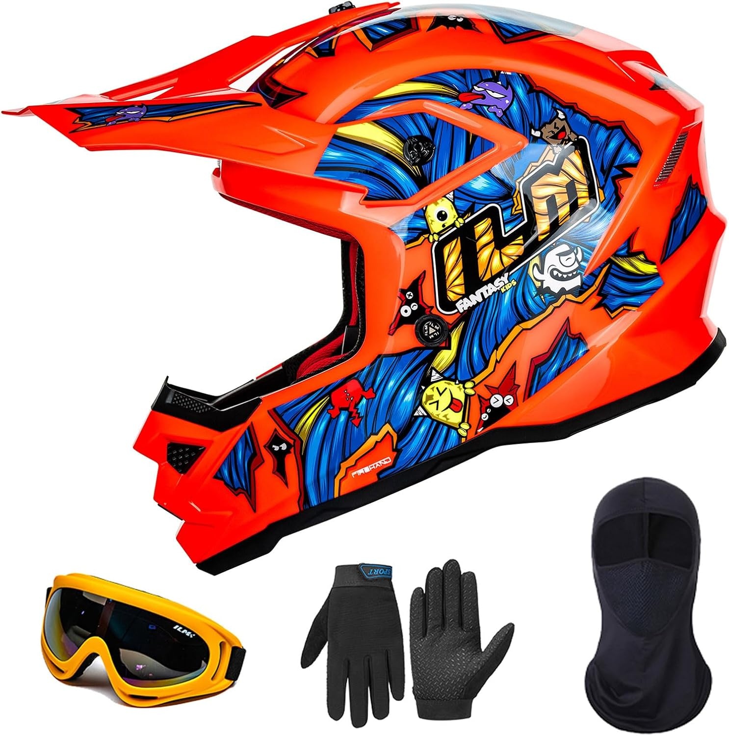 ILM Z705 Jeugd ATV Helm Kinder Crossmotor BMX Off-road Motorhelm Go-kart Helm DOT ECE Mat Zwart S