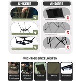 OneTigris Dragonhide Campingstoel, klapstoel, vissersstoel, hoge rugleuning, opvouwbaar, belastbaar tot 125 kg, licht, inklapbaar, met 2 zijzakken, voor outdoor, wandelen, rangergroen