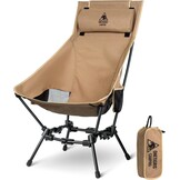 OneTigris Dragonhide Campingstoel, klapstoel, vissersstoel, hoge rugleuning, opvouwbaar, belastbaar tot 125 kg, licht, inklapbaar, met 2 zijzakken, voor outdoor, wandelen, rangergroen