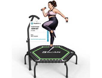 BCAN Fitness Trampoline 122 cm Groen met Bungee-touwen en Verstelbare Handgreep
