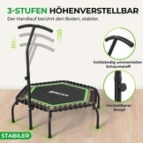 BCAN Fitness Trampoline 122 cm Groen met Bungee-touwen en Verstelbare Handgreep