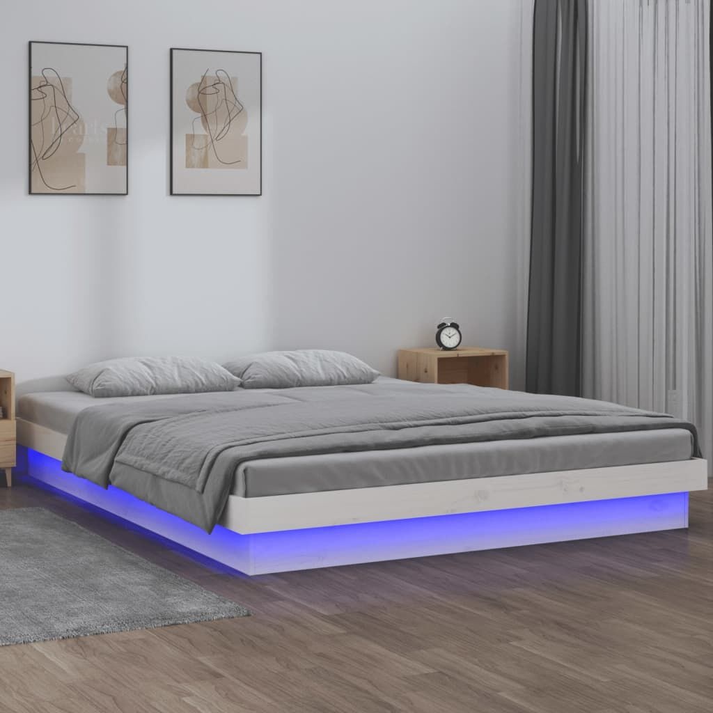 VidaXL Houten Bedframe Wit met LED (120x200cm) - 35% Korting!