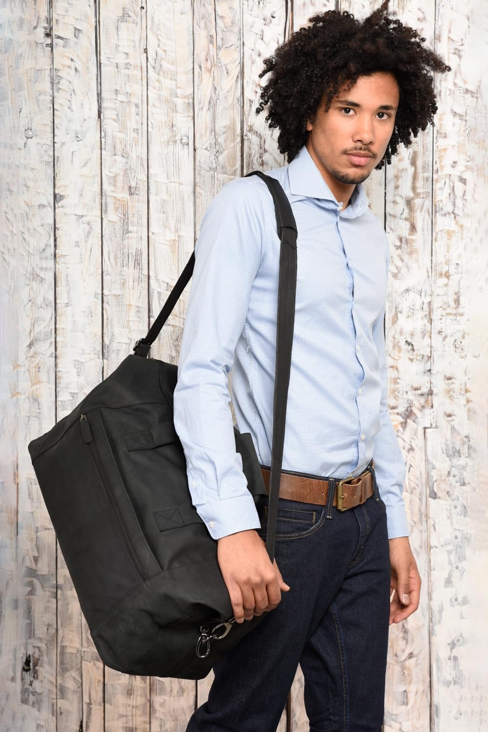 Leren Weekender Tas 41L Zwart - 35% Korting