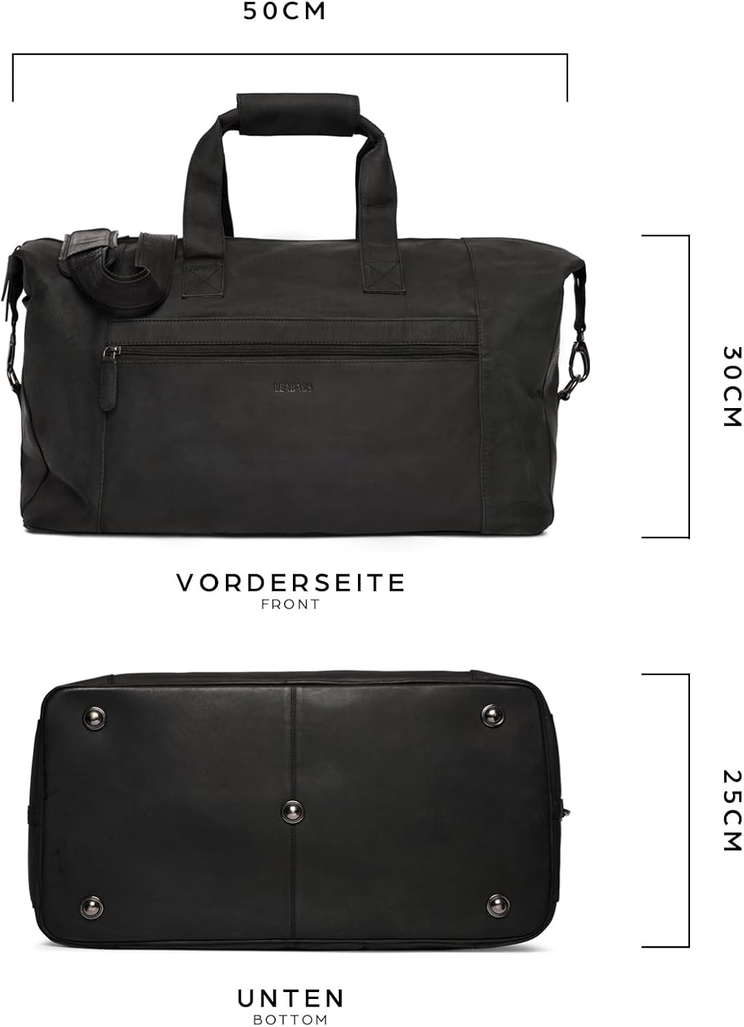 Leren Weekender Tas 41L Zwart - 35% Korting