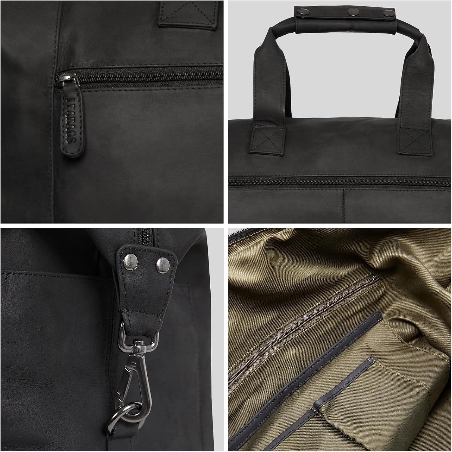 Leren Weekender Tas 41L Zwart - 35% Korting